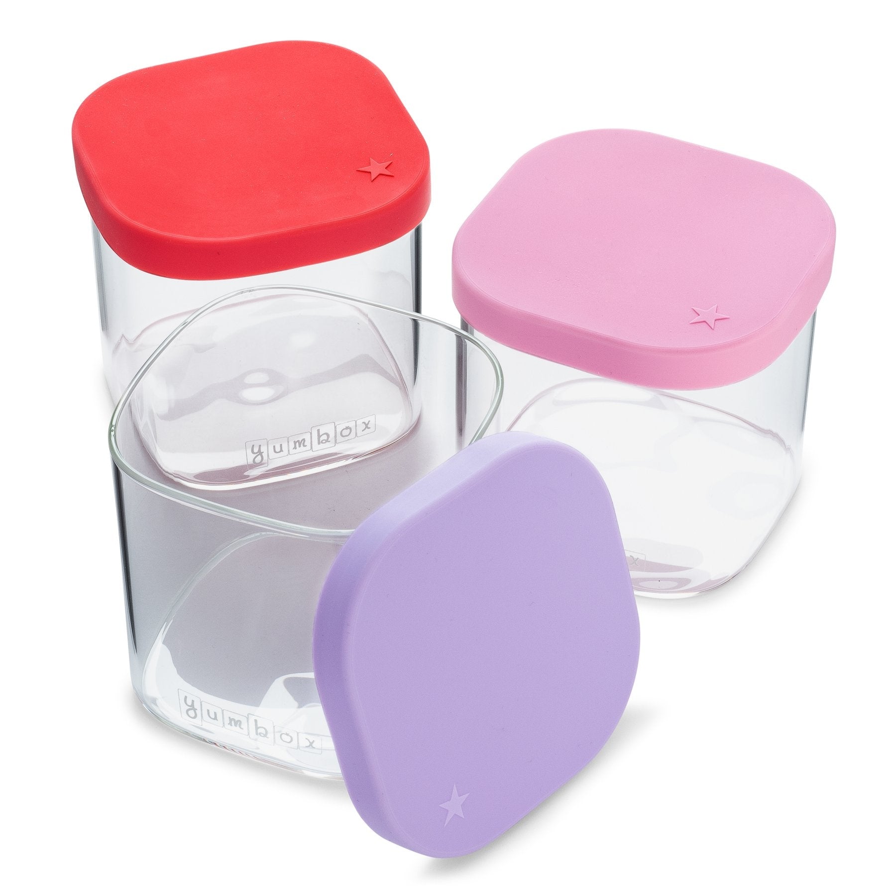 Yumbox Chop Chop Glass Storage Cubes, 3pc (3 Colours) - Pupsik Singapore