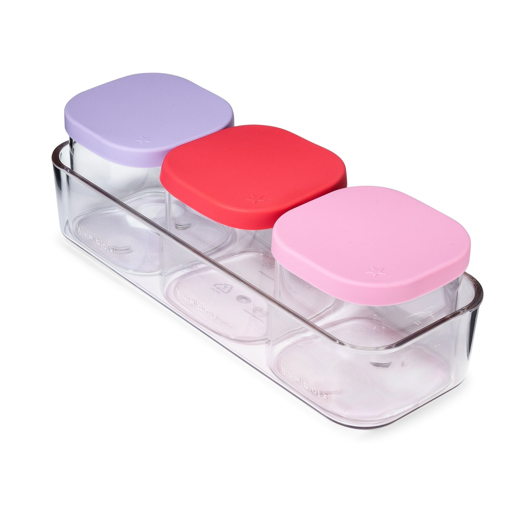 Yumbox Chop Chop Glass Storage Cubes, 3pc (3 Colours) - Pupsik Singapore
