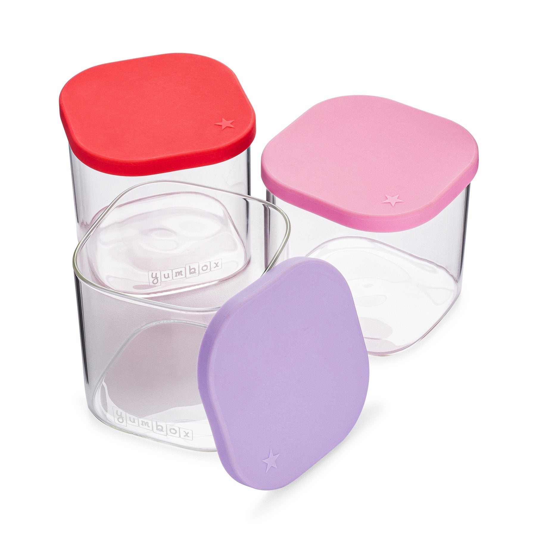 Yumbox Chop Chop Glass Storage Cubes, 3pc (3 Colours) - Pupsik Singapore