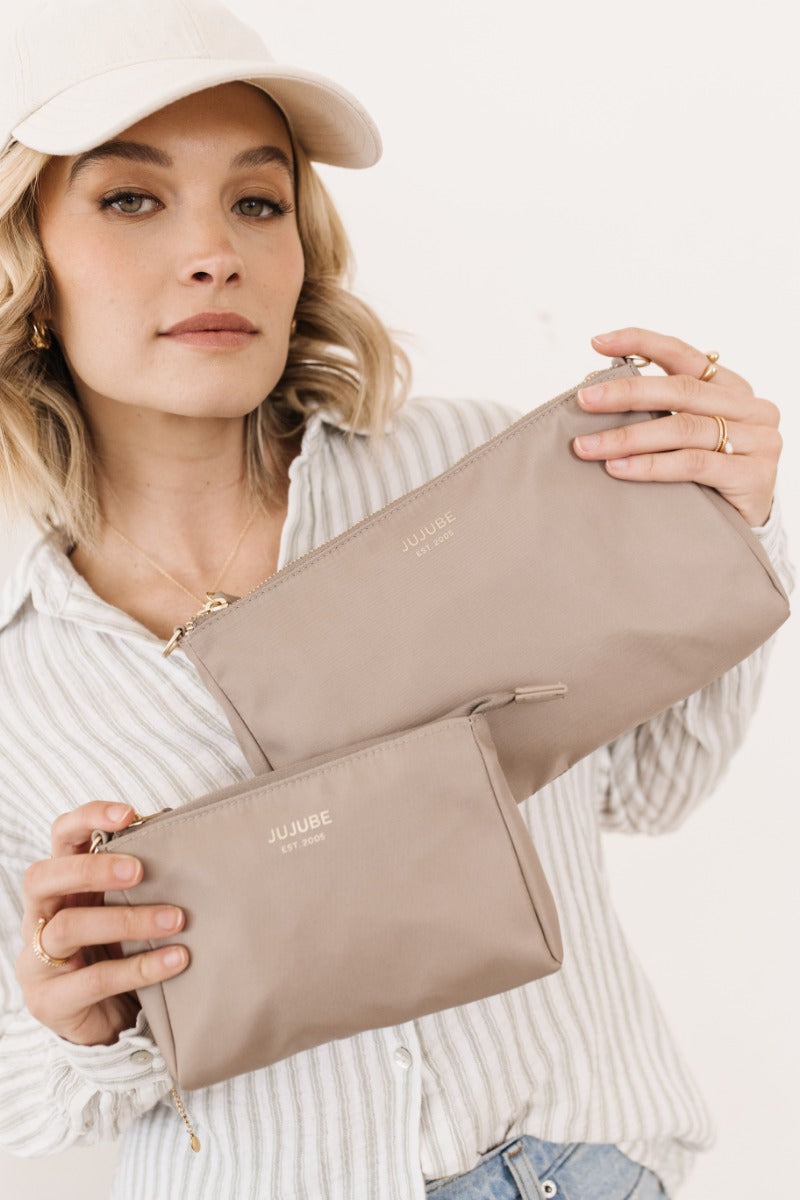 Jujube The Signature Collection 3-Piece Pouch Set - Taupe