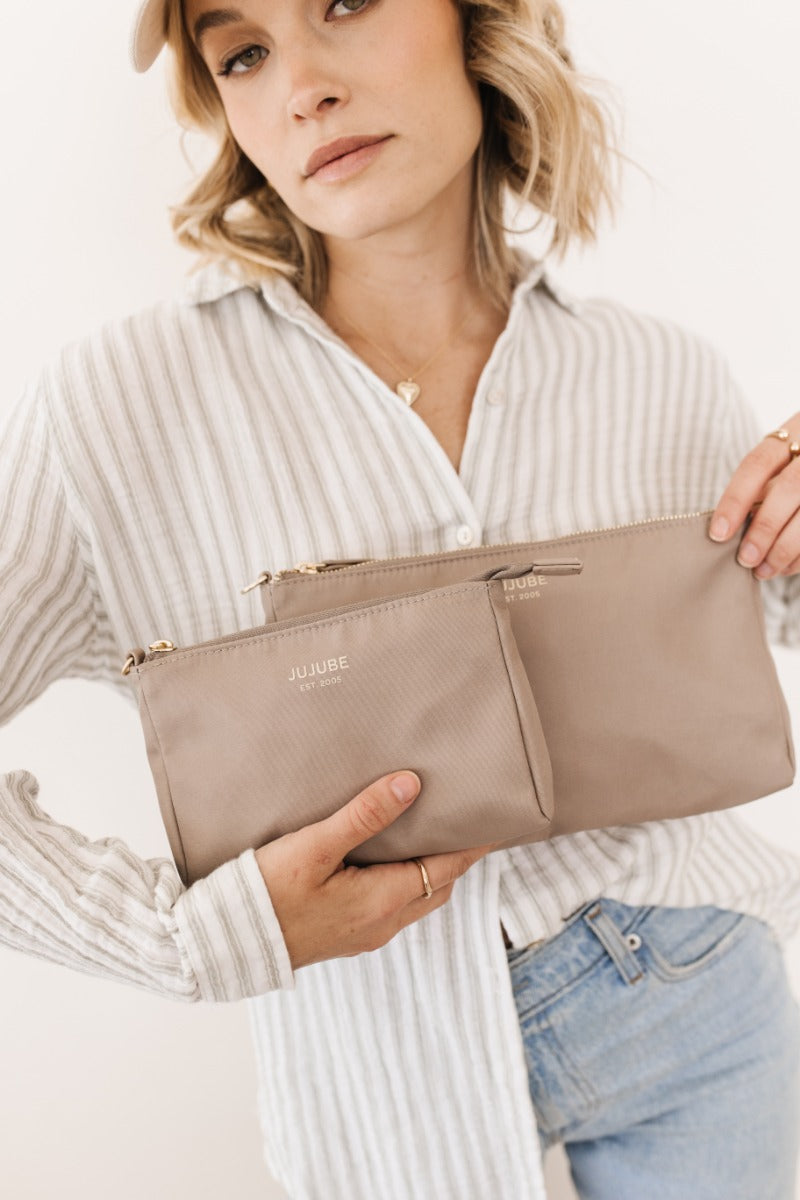 Jujube The Signature Collection 3-Piece Pouch Set - Taupe