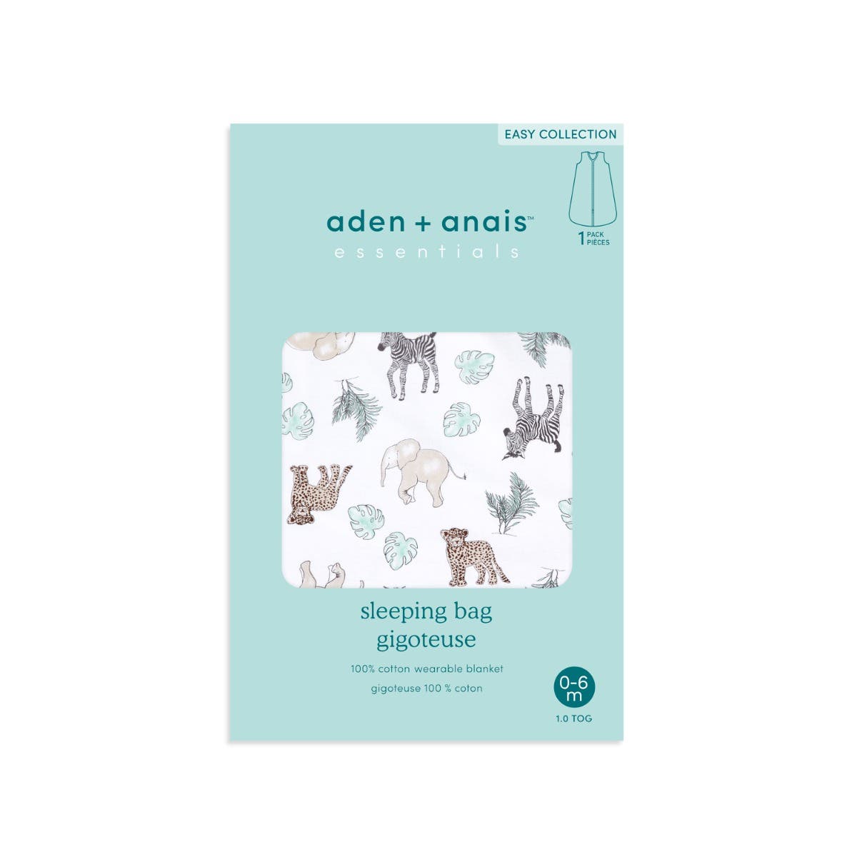 Aden Anais Essential Cotton Easy Sleeping Bag - Jungle Animals (2 Sizes)