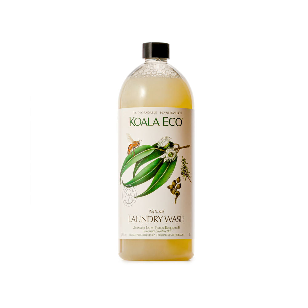 Koala Eco Natural Laundry Wash, 1L Refill - Lemon Scented Eucalyptus & Rosemary Essential Oil (Exp 07/27)
