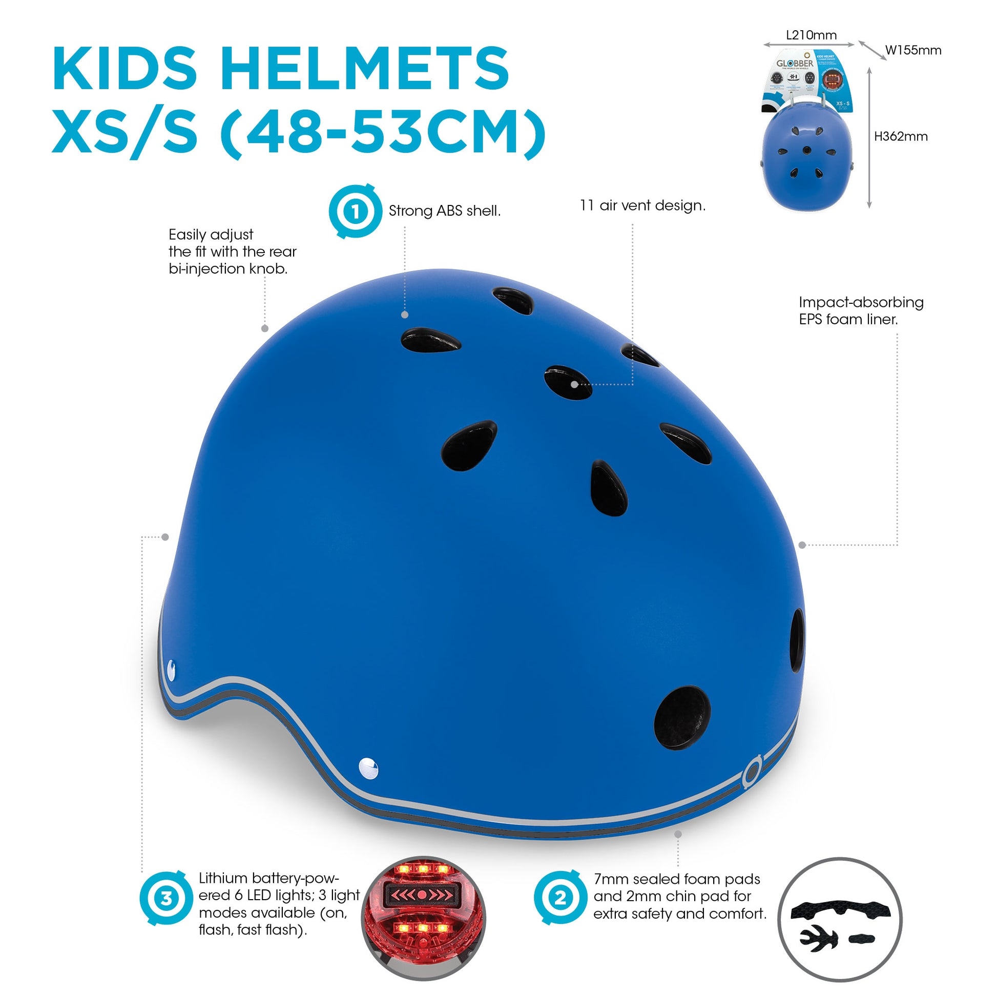Globber Kids Primo Lights Helmet - XS/S (6 Colours) - Pupsik Singapore