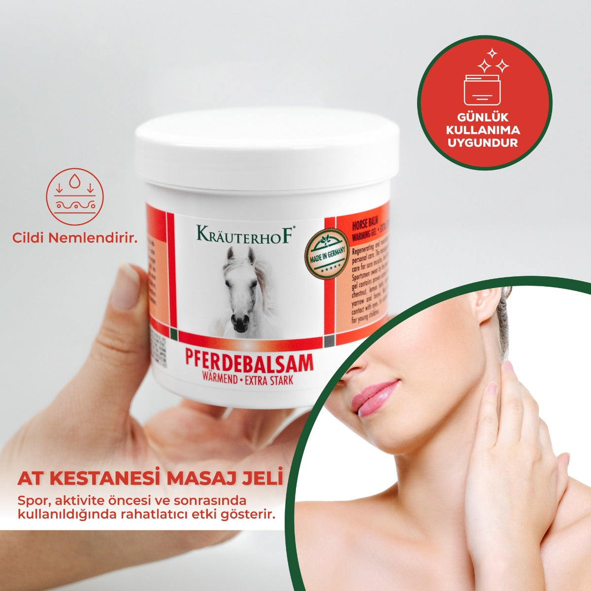 Krauterhof Extra Strong Horse Chestnut Warming Massage Gel for Pain Relief, 100ml (Exp 06/27)