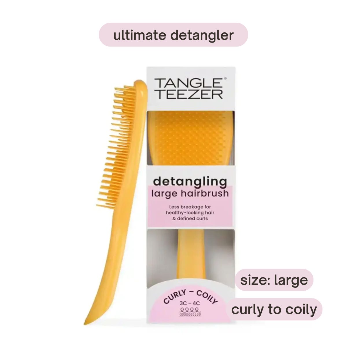 Tangle Teezer The Ultimate Detangler Large Hairbrush, Naturally Curly - Yellow Daffodil - Pupsik Singapore