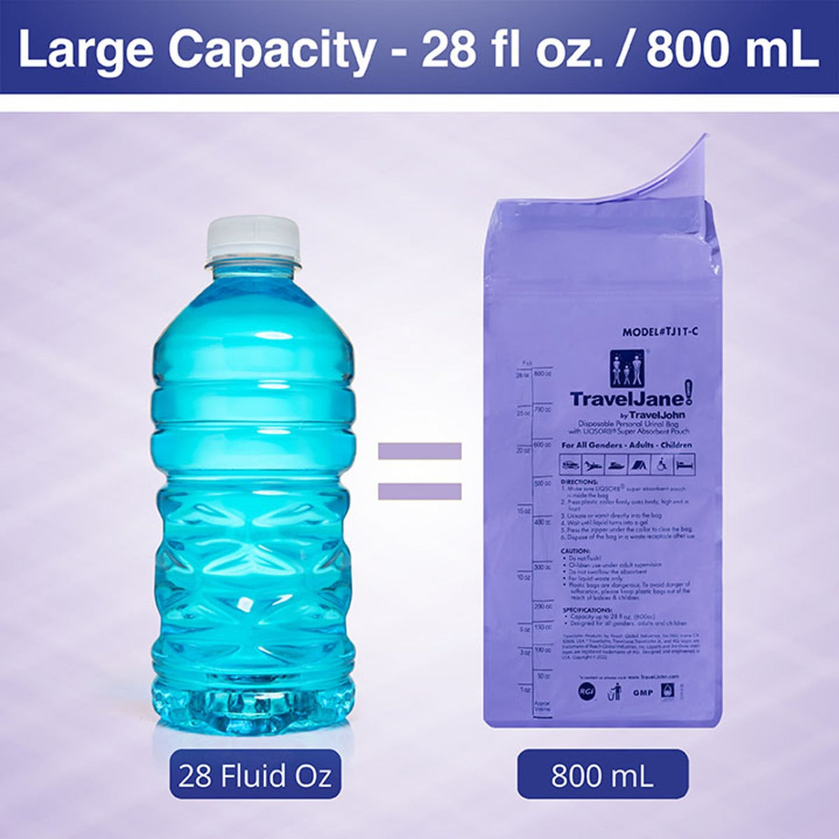 Travel Jane Disposable Urinal with Zip Resealable, 6-pack (TJ1T)