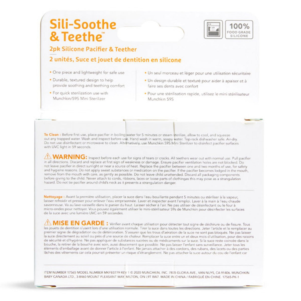 Munchkin Sili-Soothe & Teethe™ Silicone Pacifier & Teether, 2pk (2 Colors) - Pupsik Singapore