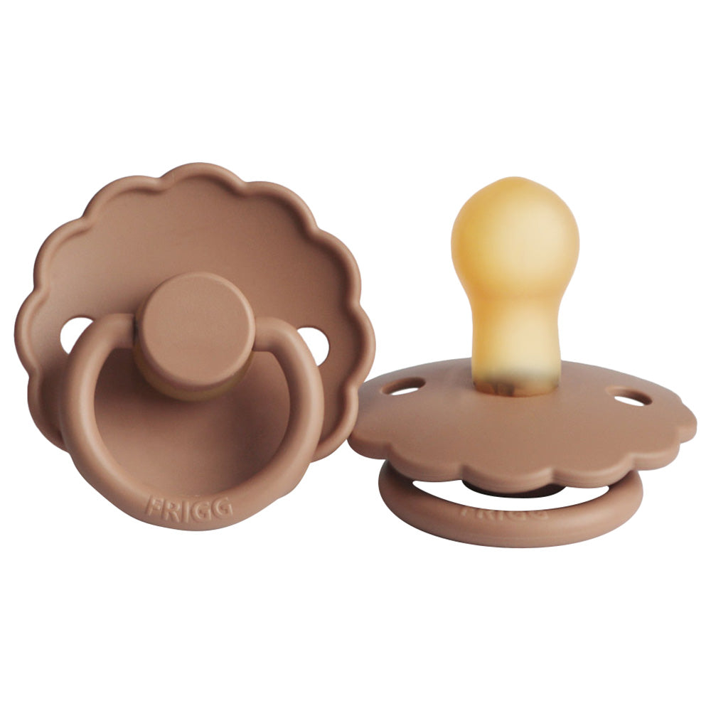 FRIGG Daisy Latex Baby Pacifiers, 1pk – Peach Bronze (2 Sizes)