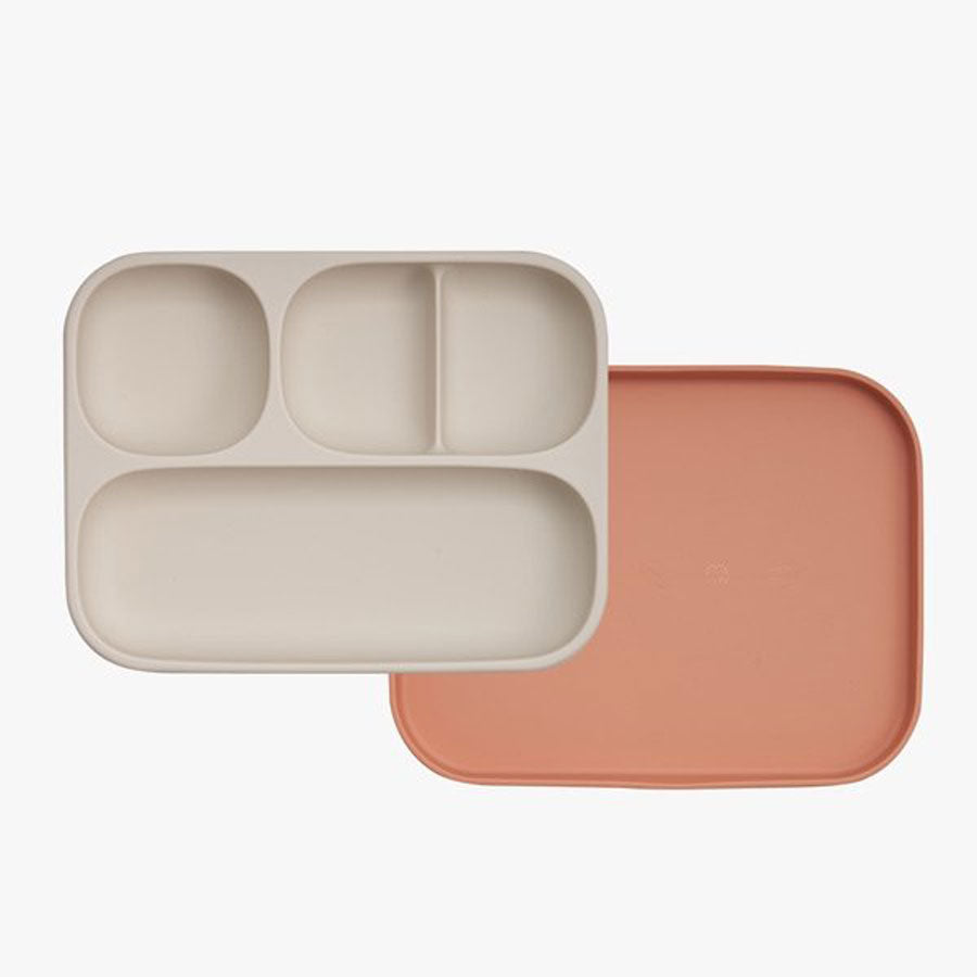 Moyuum Divided Silicone Tray Suction Plate with Lid - 3 Colours - Pupsik Singapore
