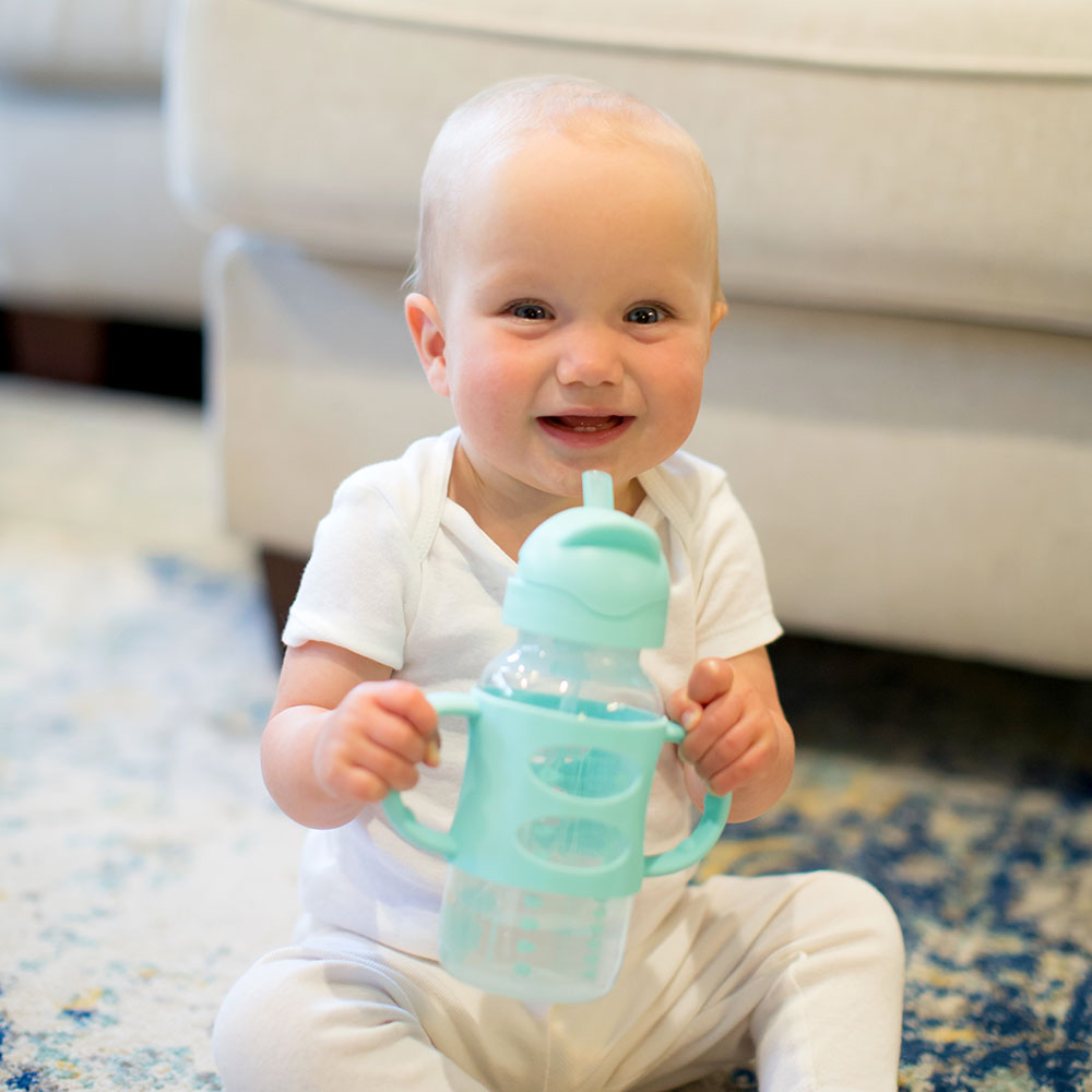 Dr. Brown's Milestones Sippy Straw Bottles w/ Silicone Handles, 270ml - Wide Neck (4 Colours)