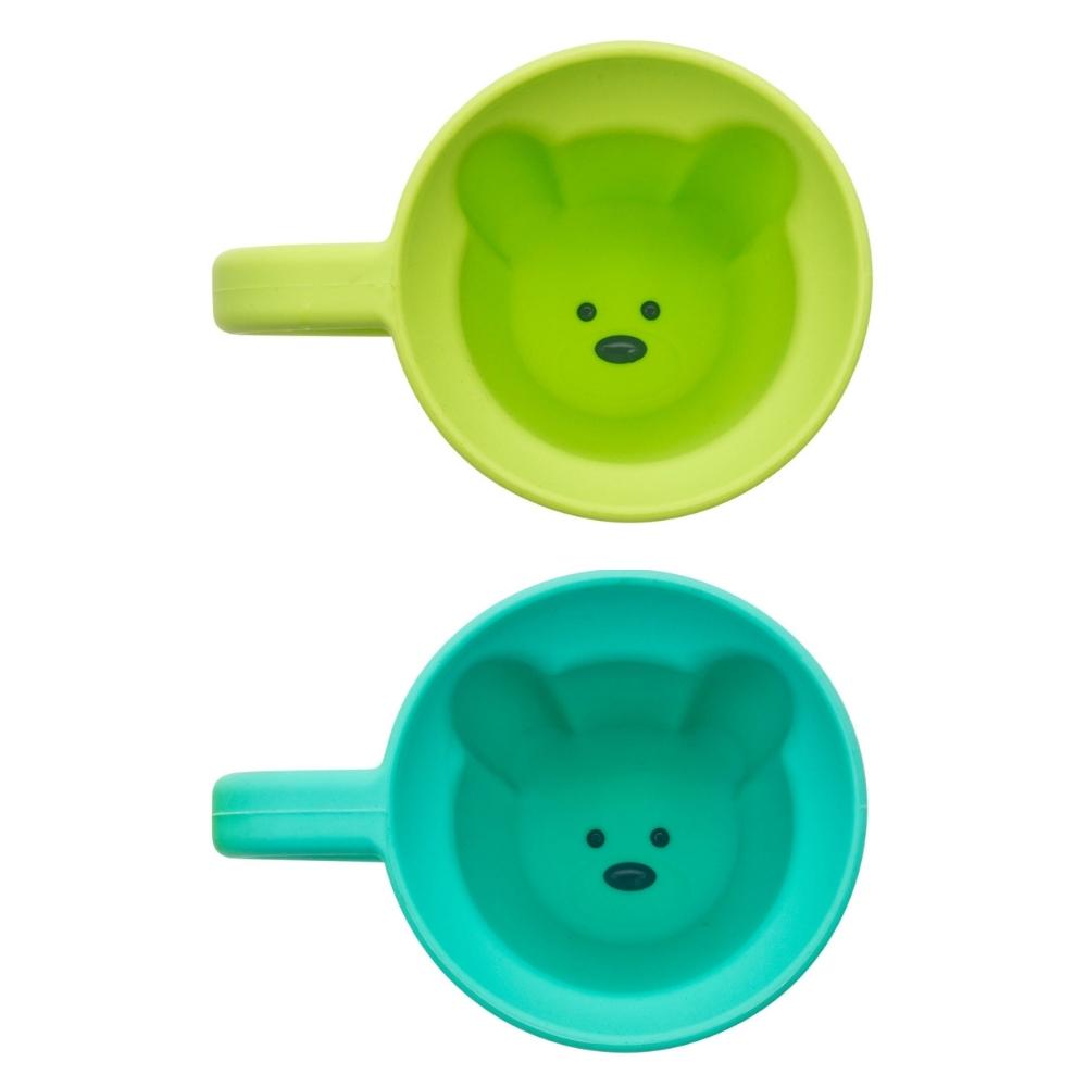 Melii Silicone Bear Mug, 200ml (2pk) - Blue Lime