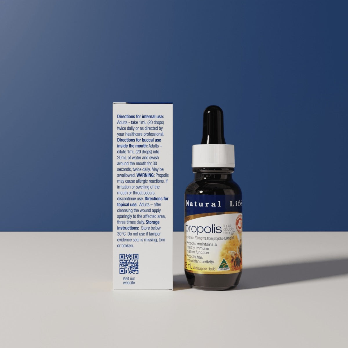 Natural Life Propolis Double Strength Liquid Drops (40%), 25ml (Exp 07/27)