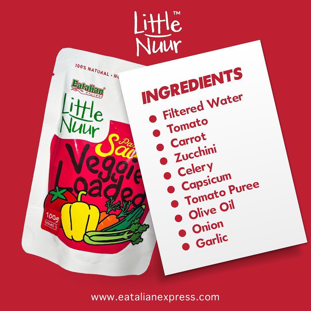 Eatalian Express Little Nuur Baby Pasta Sauce, 100g - Veggie Loaded (Exp 05/27)