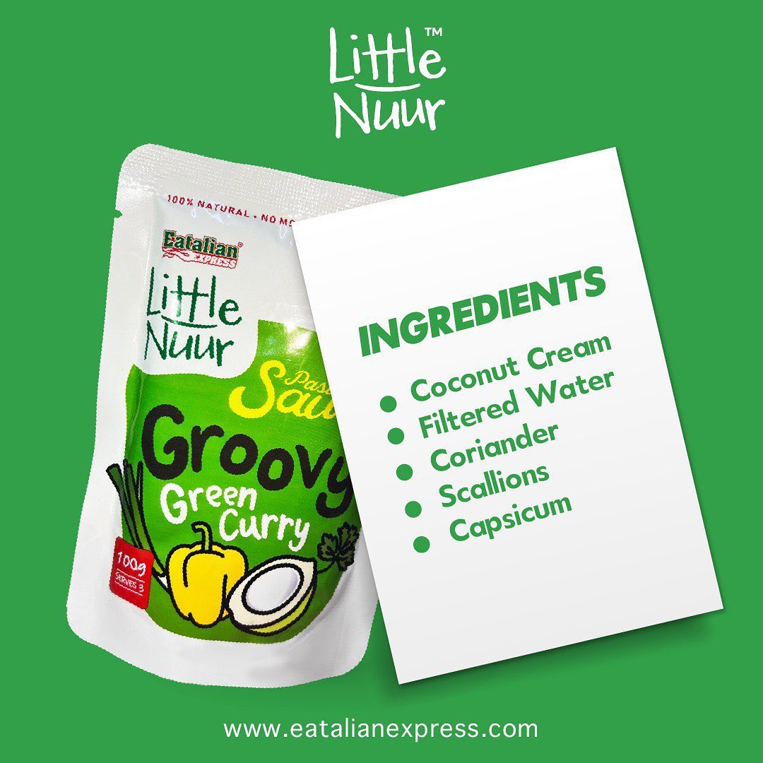 Eatalian Express Little Nuur Baby Pasta Sauce, 100g - Groovy Green Curry (Exp 11/26)