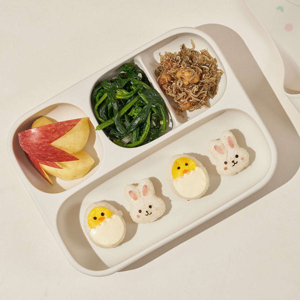 Moyuum Divided Silicone Tray Suction Plate with Lid - 3 Colours