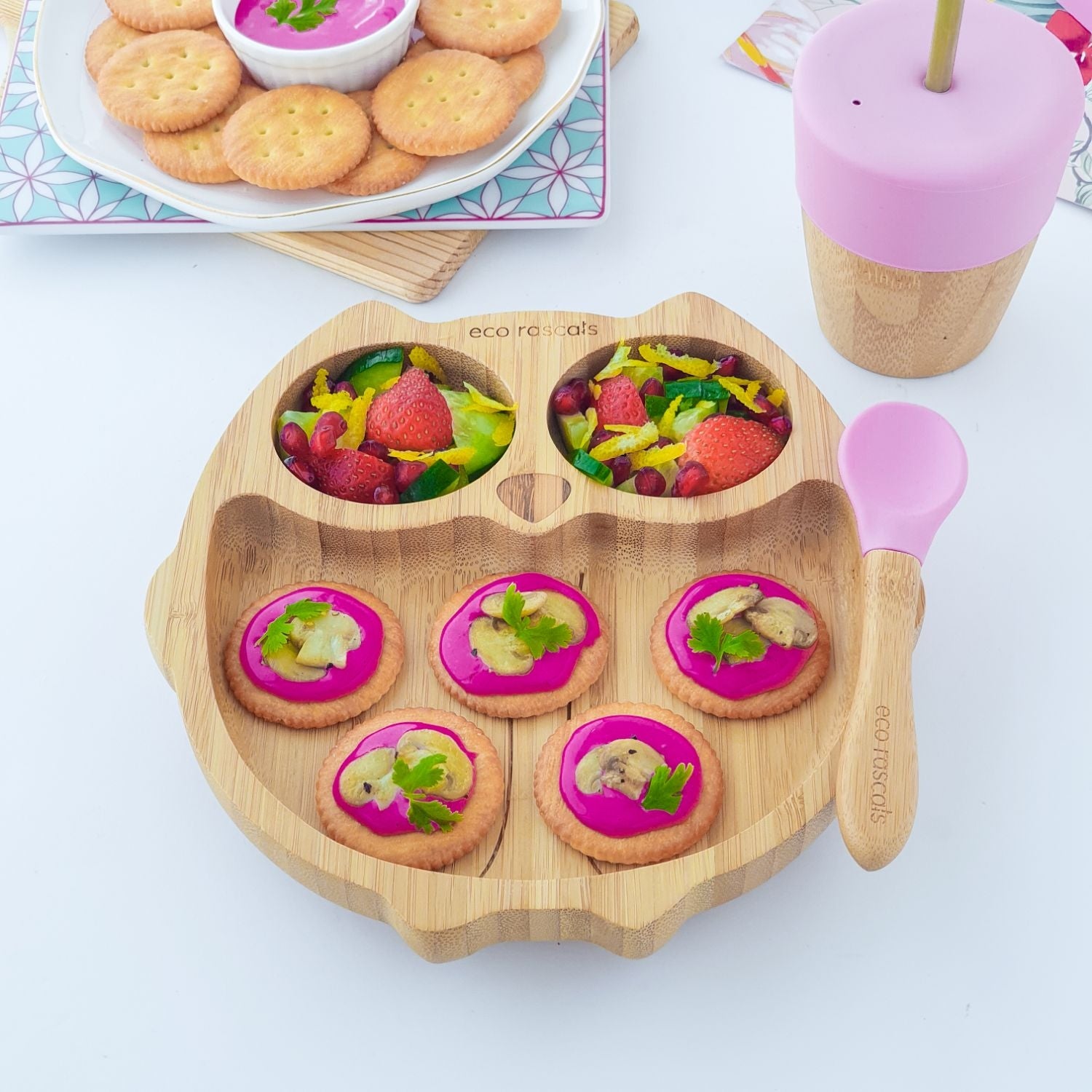 Eco Rascals Owl Bamboo Suction Plate (3 Colours) - Pupsik Singapore