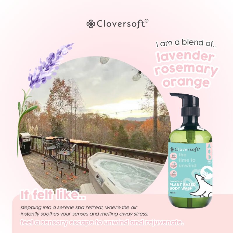 Cloversoft Plant-Based Body Wash, 750ml - Lavender, Rosemary & Orange (Exp 04/27)