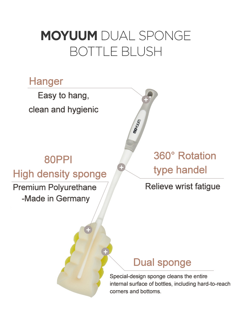 Moyuum Dual Sponge Bottle Brush - Coral Beige