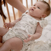 House of Holly Ruffle Bubble Romper - Silver Toile (3 Sizes)