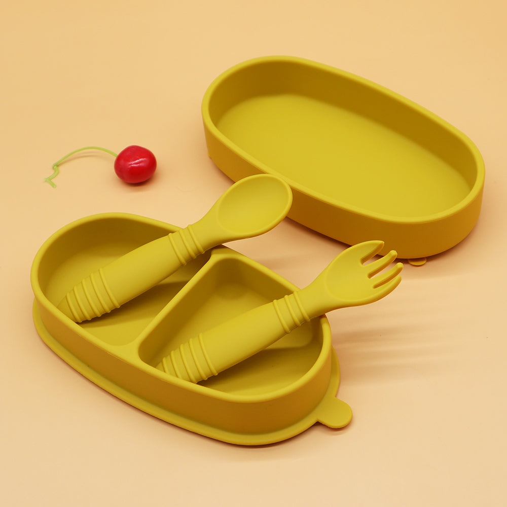 Biomom Baby Silicone Suction Bento Bowl & Utensil Set (7 Colours) - Pupsik Singapore