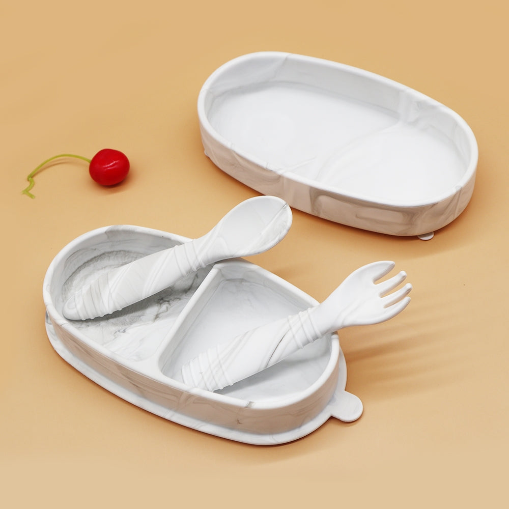 Biomom Baby Silicone Suction Bento Bowl & Utensil Set (7 Colours) - Pupsik Singapore