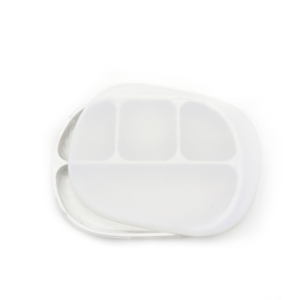Biomom 4-Divided Silicone Suction Baby Plate with Translucent Cover (12 Colors) - Pupsik Singapore