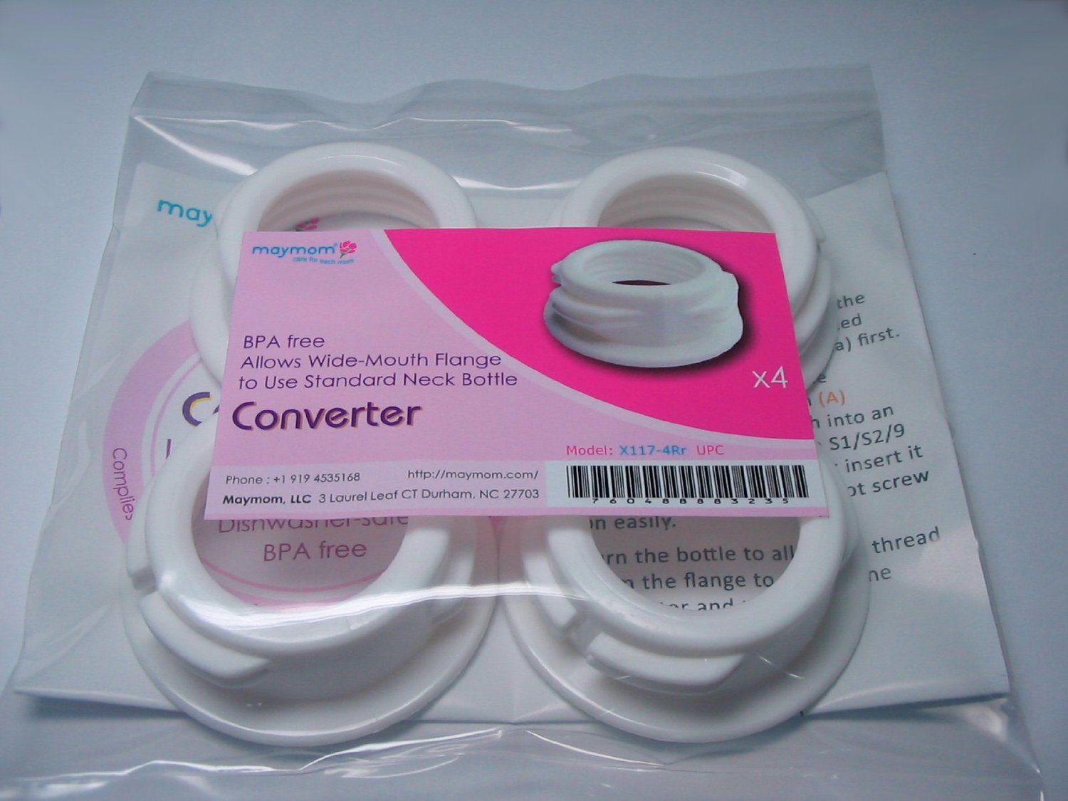 Maymom Baby Bottle Thread Changer - Wide to Narrow Neck (4-pack)