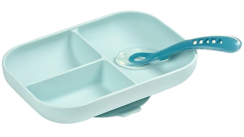 Beaba Silicone Divided Baby Plate & Spoon (3 Colours) - Pupsik Singapore