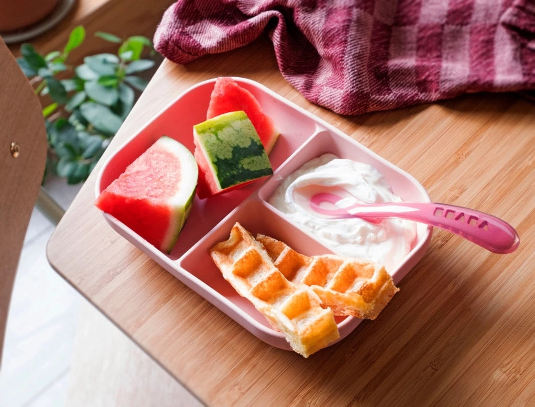 Beaba Silicone Divided Baby Plate & Spoon (3 Colours) - Pupsik Singapore