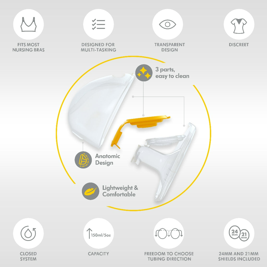 Medela Freestyle Hands-Free Breast Collection Cups Accessories with 21mm and 24mm Shields