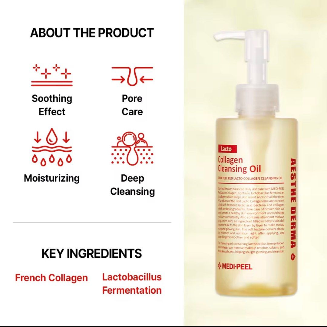 Medipeel Red Lacto Collagen Cleansing Oil 2.0, 200ml (Exp 01/28)