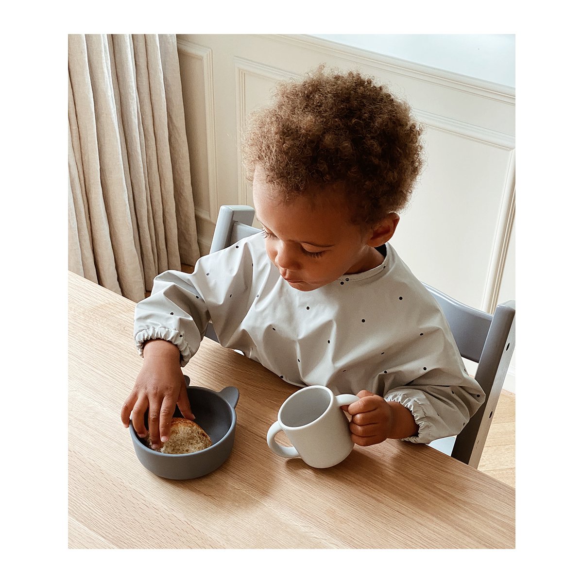 Biomom Baby Smock Bib - Beige Cars (2 Sizes)