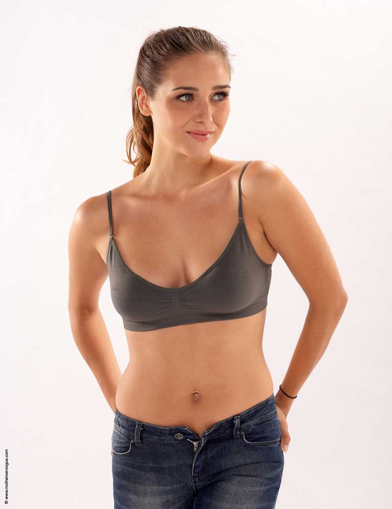MEV Seamless Demi Maternity Nursing Bra - Charcoal