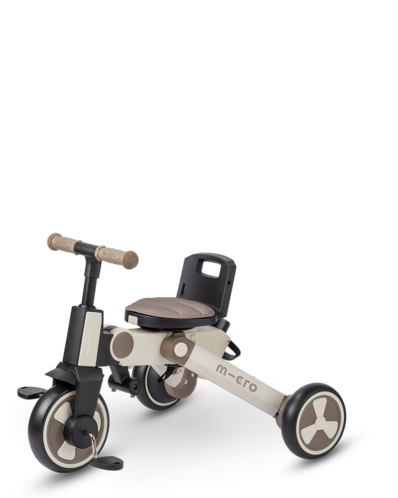 Micro Tricycle Latte: 6-in-1 Adaptive Comfort Folding Toddler Stroller & Push Trike