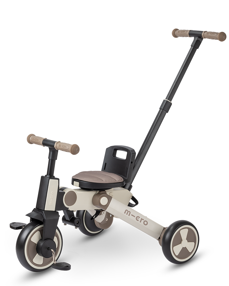 Micro Tricycle Latte: 6-in-1 Adaptive Comfort Folding Toddler Stroller & Push Trike