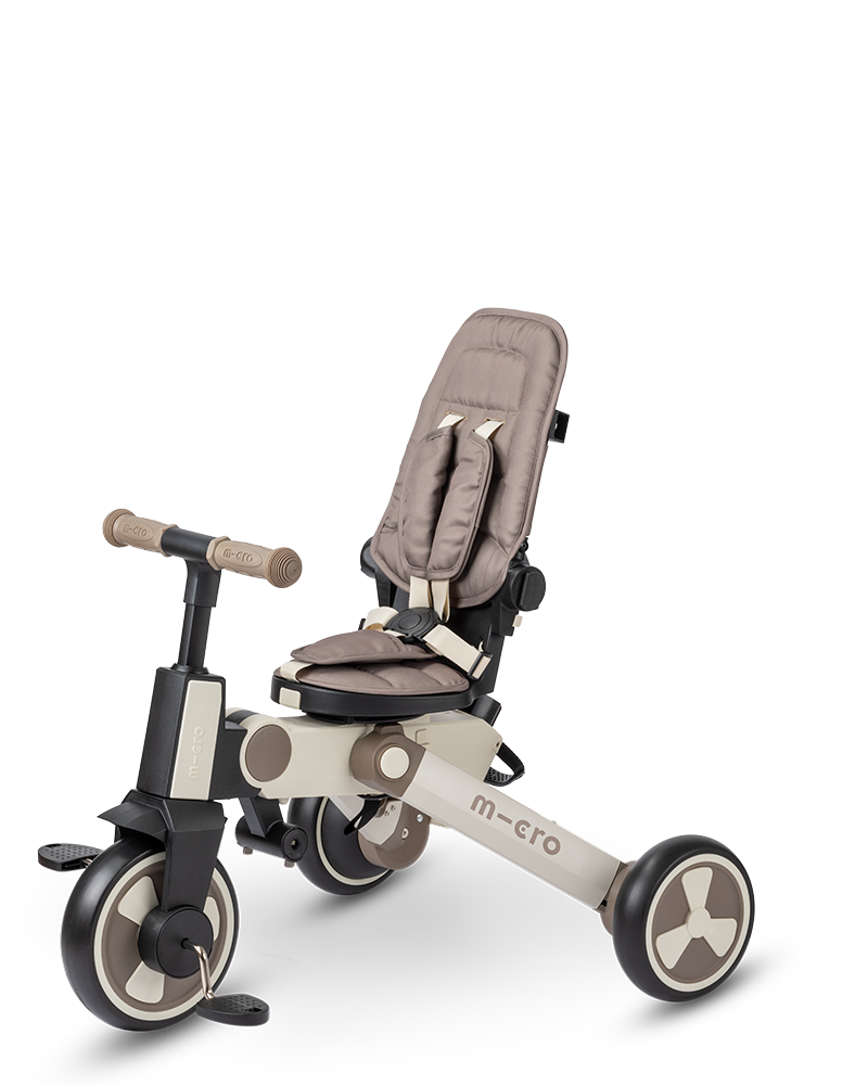 Micro Tricycle Latte: 6-in-1 Adaptive Comfort Folding Toddler Stroller & Push Trike