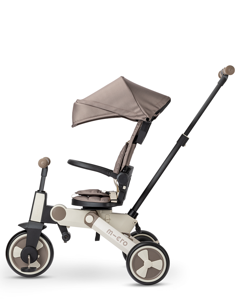 Micro Tricycle Latte: 6-in-1 Adaptive Comfort Folding Toddler Stroller & Push Trike