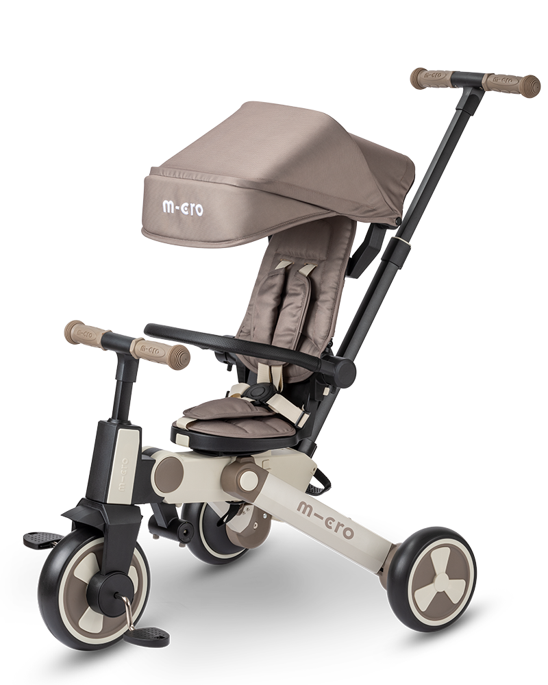 Micro Tricycle Latte: 6-in-1 Adaptive Comfort Folding Toddler Stroller & Push Trike