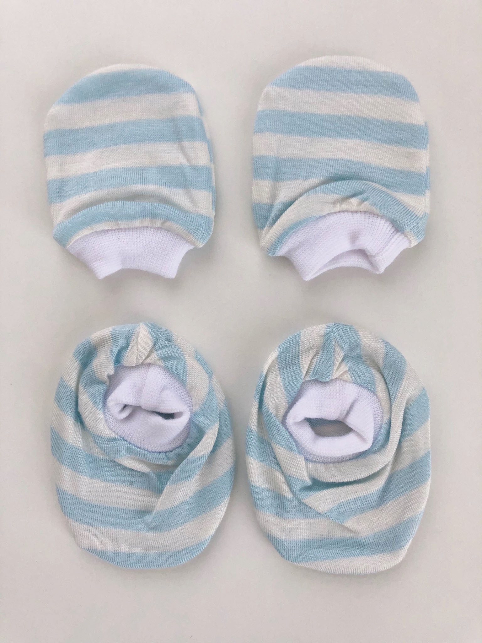 Pupsik Bamboo Cotton Mittens & Booties Set - Starlight Blue