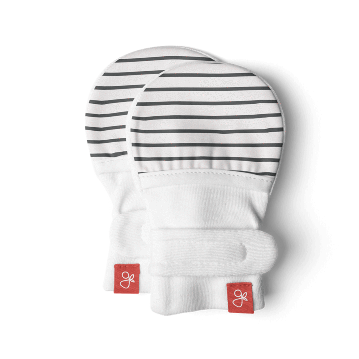 Goumi Bamboo & Organic Cotton Baby Mittens (2pk) - Stripe Gray + Midnight