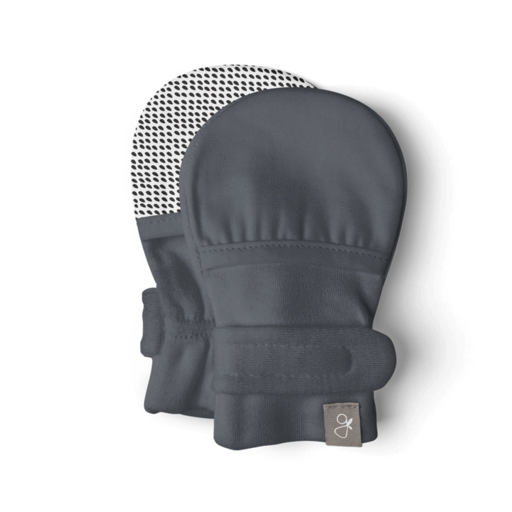 Goumi Bamboo & Organic Cotton Baby Mittens (2pk) - Stripe Gray + Midnight