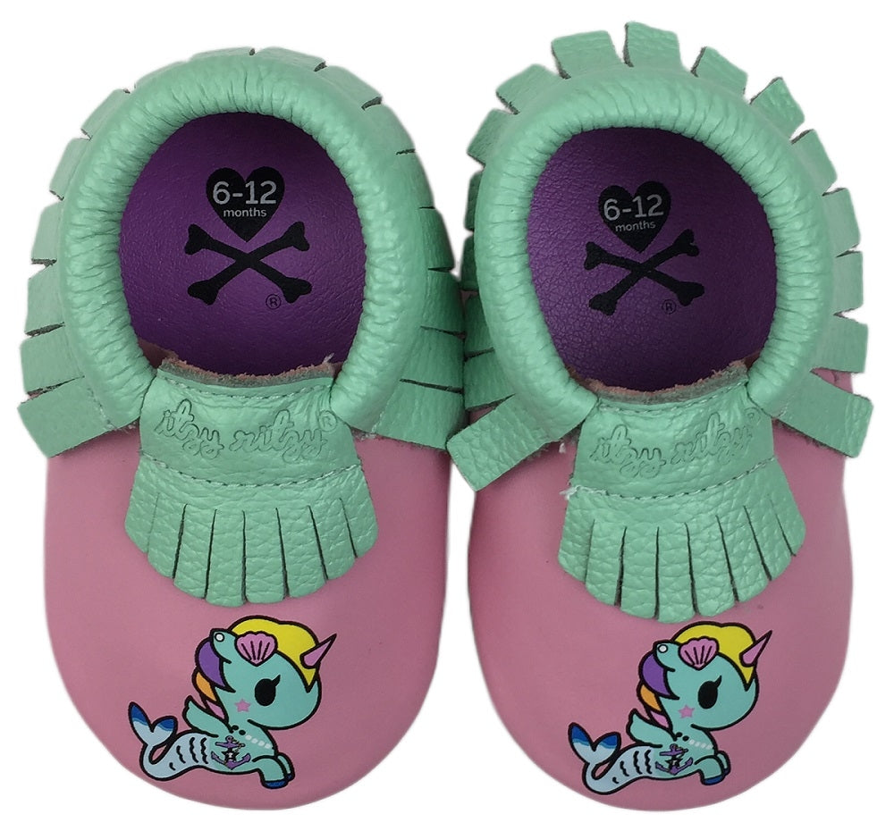 Itzy Ritzy x Tokidoki Moc Happens Leather Baby Moccasins - Sirena