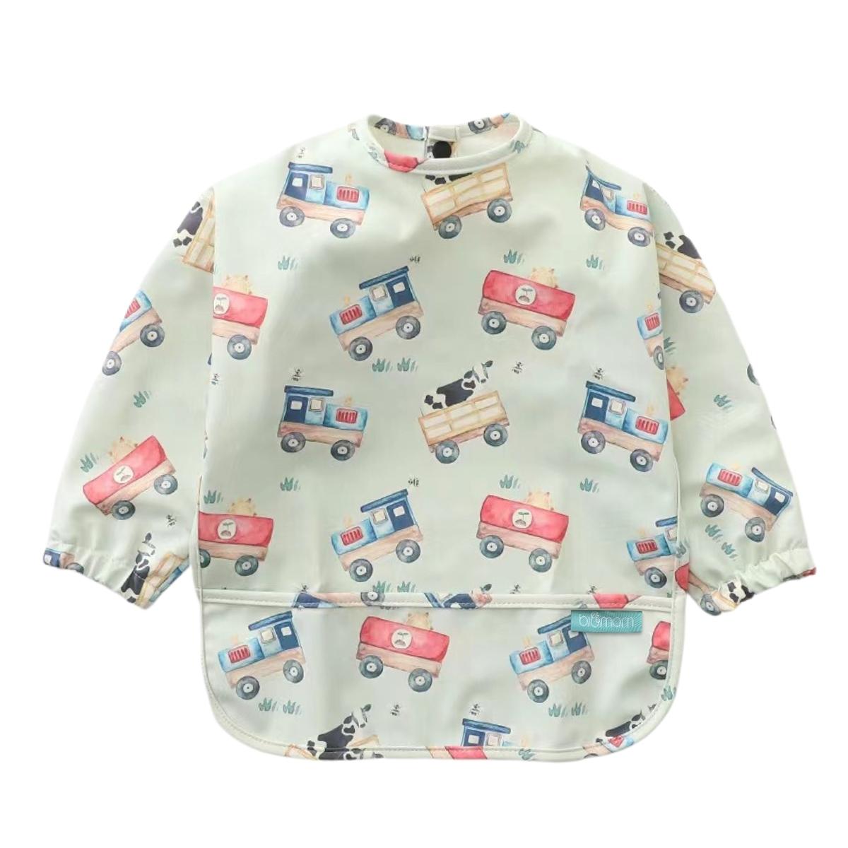 Biomom Baby Smock Bib - Moos & Tractors (2 Sizes)