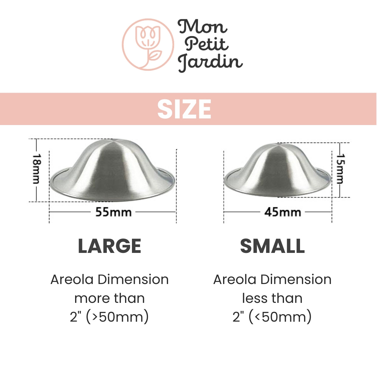 MPJ Silver Nursing Cups, 1 Pair (2 Sizes)