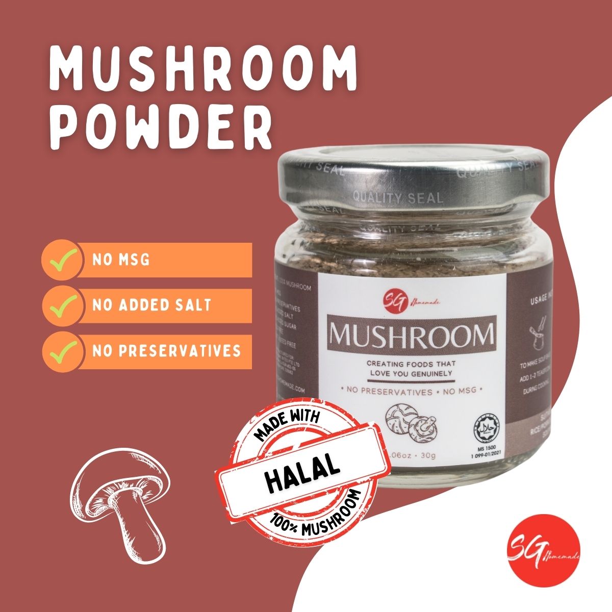 SG Homemade Mushroom Powder, 30g (Exp 08/26)