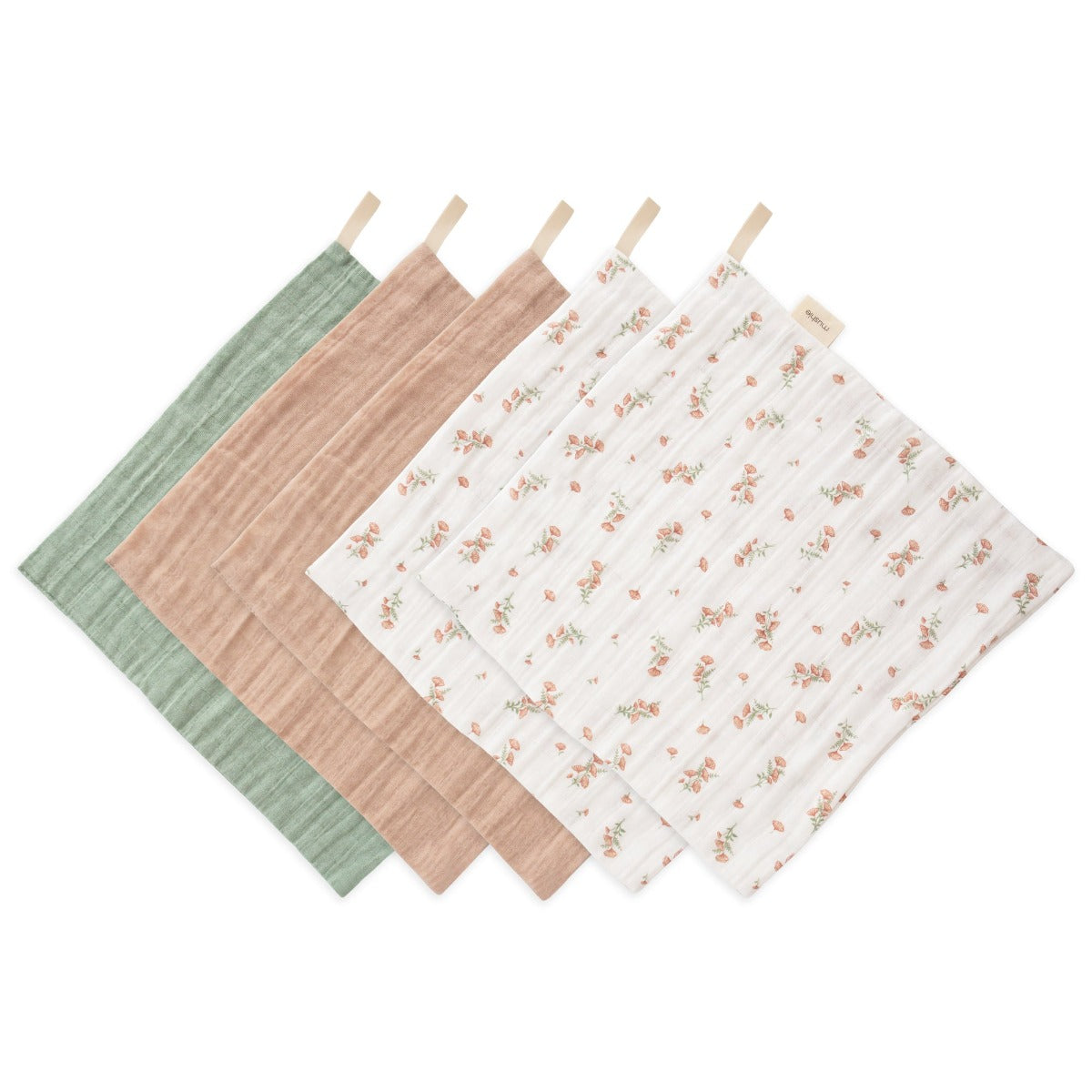Mushie Cotton Washcloth, 5pk (2 Designs) - Pupsik Singapore