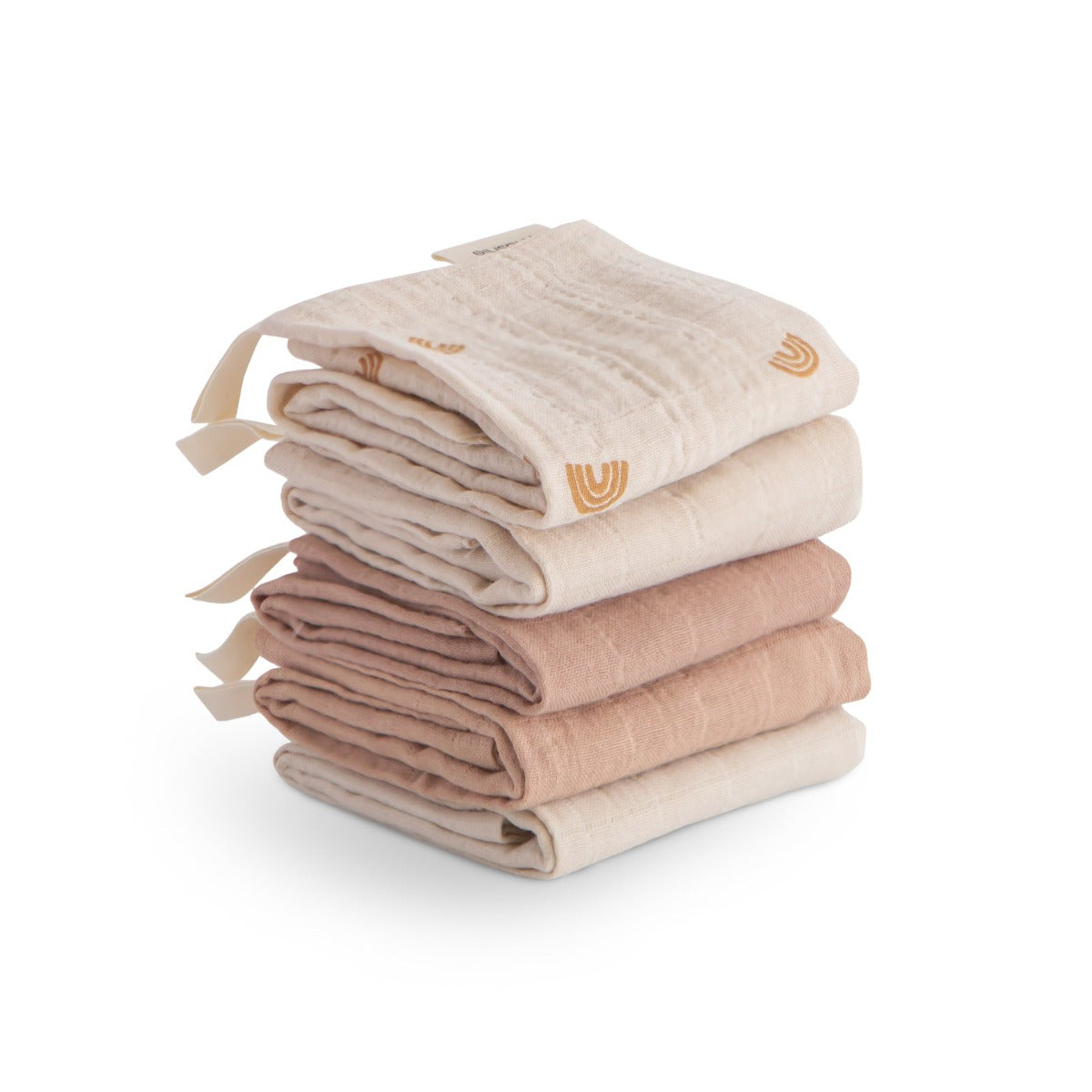Mushie Cotton Washcloth, 5pk (2 Designs) - Pupsik Singapore