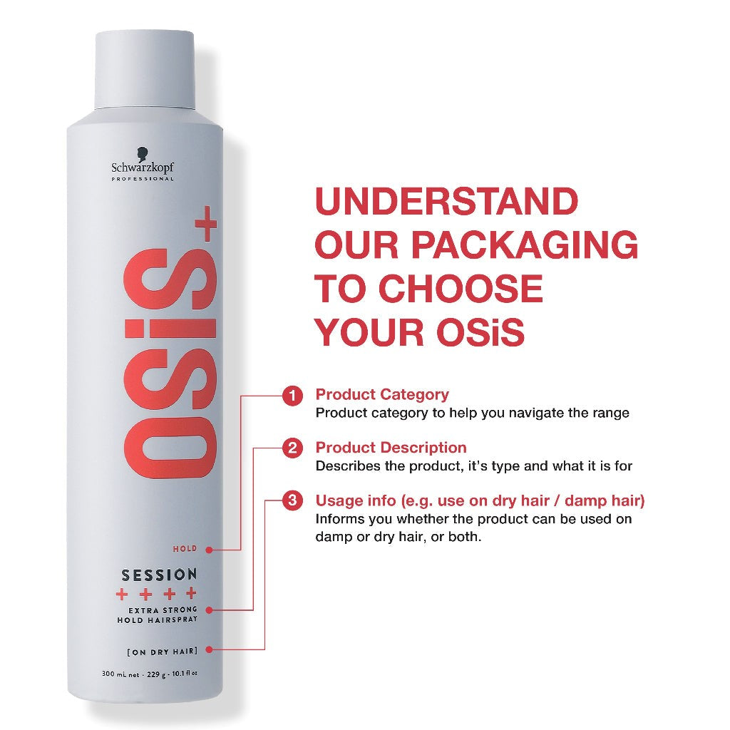 Schwarzkopf Osis+ Session Extra Strong Hold Hair Spray (300ml) - No Cap (Exp 02/27)