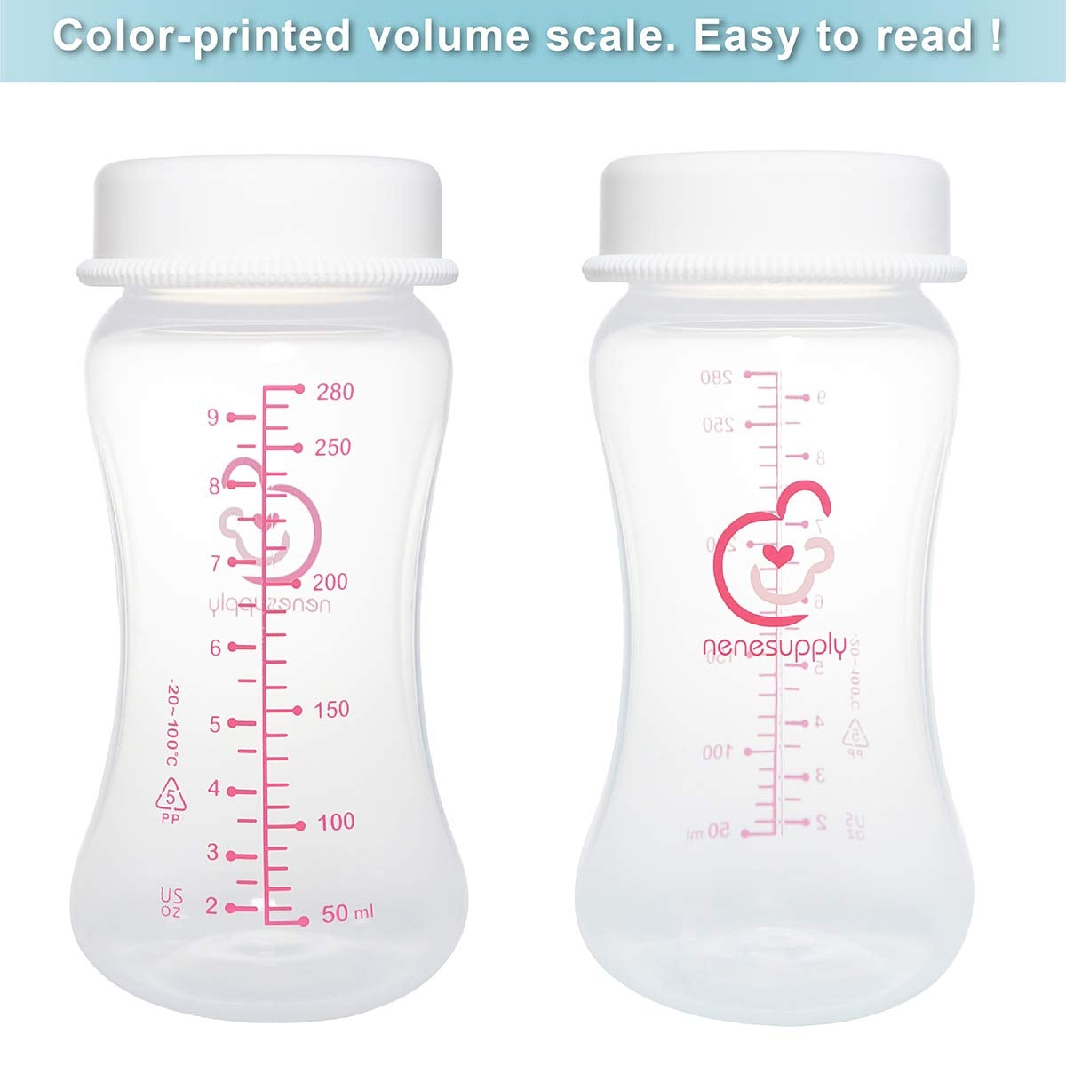 Nenesupply Wide Mouth Breastmilk Storage Bottle (280ml/9oz) (4pk)